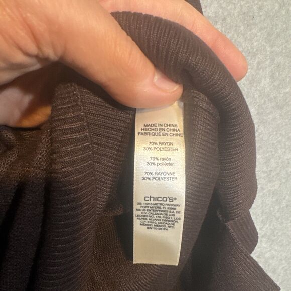 Chico’s Brown Grommet Sweater Women Size 2 - Picture 4 of 11